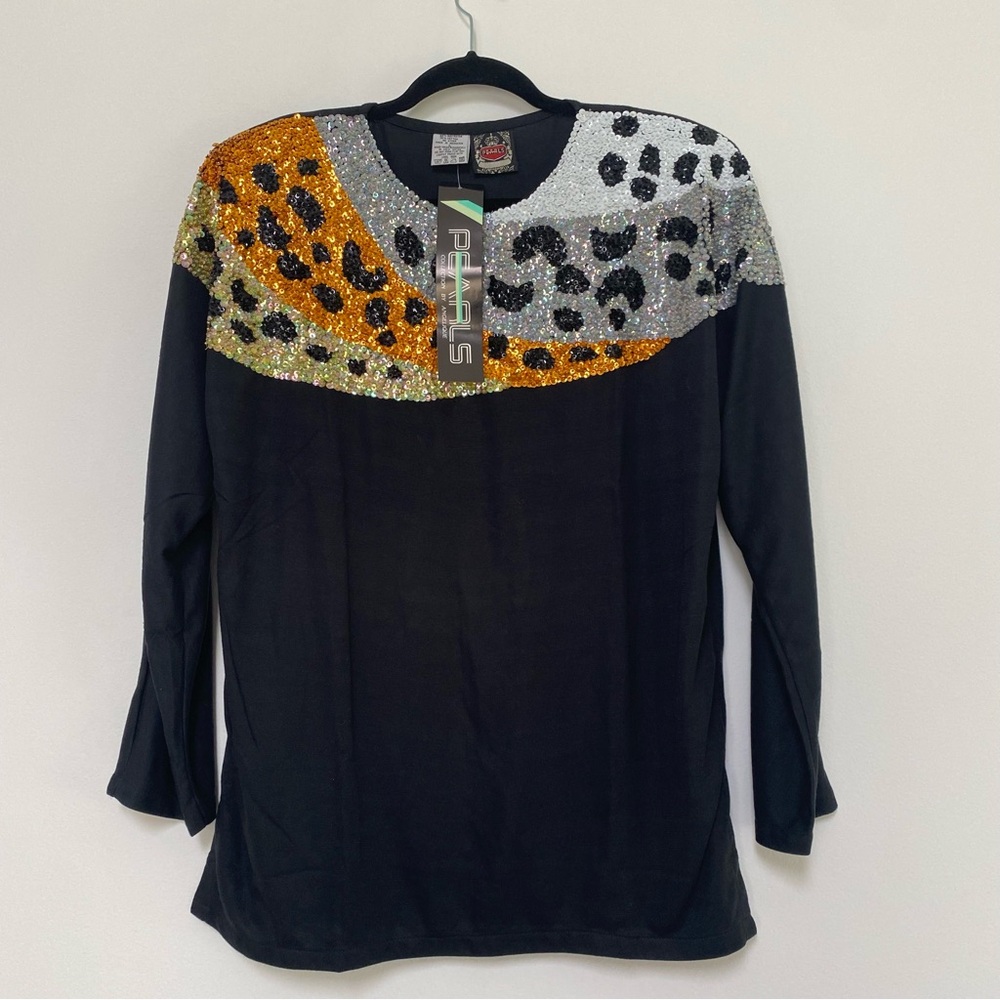 Pearls by Angelique Vintage Sequined Top Large NWT